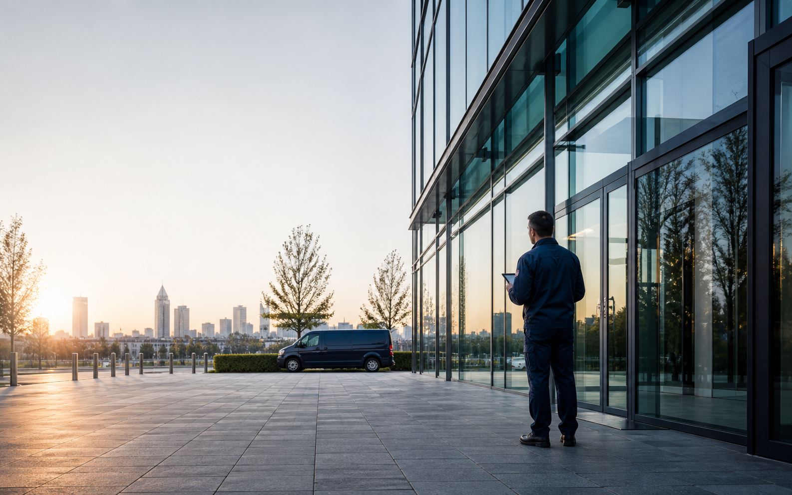 Facility-Service an einem modernen Gewerbeobjekt